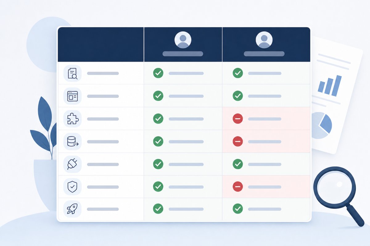 A strategy traceability diagram connecting business objectives, proposed website interventions and measurable events, with qualified leads traced through a redesigned service journey to a CRM-confirmed form submission and a contrasting 16-week timeline showing included versus chargeable work